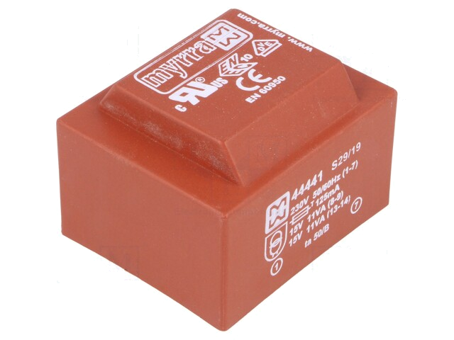 Transformator: ingegoten; 22VA; 230VAC; 15V; 15V; 730mA; 733mA; PCB Transformator: ingegoten; 22VA; 230VAC; 15V; 15V; 730mA; 733mA; PCB